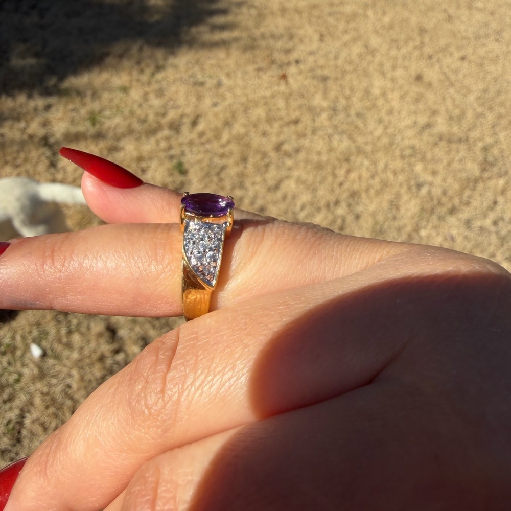 Gold Plated  Purple Stone Gold  Ring - Picture 2 of 2